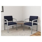 Lesro Lenox Steel Open House Navy Fabric Two Guest Arm Chairs with Sarum Twill Laminate Connecting Corner Table Lesro Lenox Steel Open House Navy Fabric Two Guest Arm Chairs with Sarum Twill Laminate Connecting Corner Table