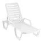 Grosfillex 44031104 / 44031004 Bahia White Stacking Adjustable Resin Chaise