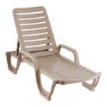Grosfillex 44031104 / 44031004 Bahia White Stacking Adjustable Resin Chaise