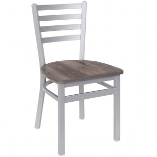 BFM Seating Lima Silver Mist Steel Customizable Ladder Back Side Chair with Relic Chestnut Seat BFM Seating Lima Silver Mist Steel Customizable Ladder Back Side Chair with Relic Chestnut Seat