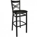 BFM Seating Akrin Sand Black Steel Side Chair with Cross Steel Back and Black Wooden Seat BFM Seating Akrin Sand Black Steel Side Chair with Cross Steel Back and Black Wooden Seat
