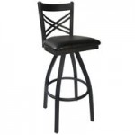 BFM Seating Akrin Sand Black Steel Side Chair with Cross Steel Back and Black Wooden Seat BFM Seating Akrin Sand Black Steel Side Chair with Cross Steel Back and Black Wooden Seat