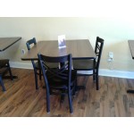 BFM Seating Akrin Sand Black Steel Side Chair with Cross Steel Back and Black Wooden Seat BFM Seating Akrin Sand Black Steel Side Chair with Cross Steel Back and Black Wooden Seat