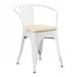 Lancaster Table & Seating Alloy Pearl White Outdoor Arm Chair with Tan Fabric Magnetic Cushion