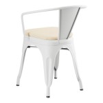 Lancaster Table & Seating Alloy Pearl White Outdoor Arm Chair with Tan Fabric Magnetic Cushion