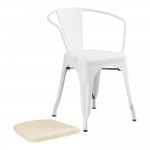 Lancaster Table & Seating Alloy Pearl White Outdoor Arm Chair with Tan Fabric Magnetic Cushion