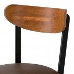 Lancaster Table & Seating Boomerang Black Finish Chair with Dark Brown Vinyl Seat and Vintage Wood Back Lancaster Table & Seating Boomerang Black Finish Chair with Dark Brown Vinyl Seat and Vintage Wood Back