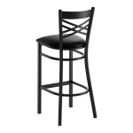 Lancaster Table & Seating Black Finish Cross Back Bar Stool with 2 1/2
