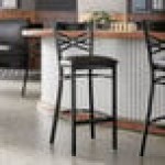Lancaster Table & Seating Black Finish Cross Back Bar Stool with 2 1/2