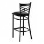 Lancaster Table & Seating Black Finish Cross Back Bar Stool with 2 1/2