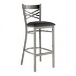 Lancaster Table & Seating Black Finish Cross Back Bar Stool with 2 1/2