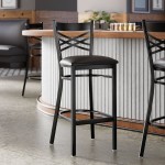 Lancaster Table & Seating Black Finish Cross Back Bar Stool with 2 1/2