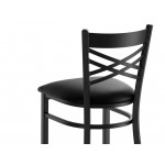 Lancaster Table & Seating Black Finish Cross Back Bar Stool with 2 1/2