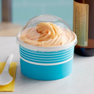 Choice 16 oz. Blue Paper Frozen Yogurt / Food Cup with Dome Lid - 50/Case