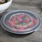 Fineline ReForm 80 oz. Black Tall Microwavable Plastic Catering Bowl - 25/Case