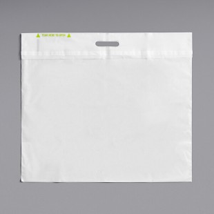 Fast Take Tamper-Evident White HDPE Carry Out Bag - 21 Fast Take Tamper-Evident White HDPE Carry Out Bag - 21