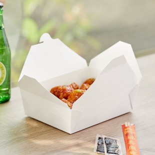 Choice White Microwavable Folded Paper #3 Take-Out Customizable Container 7 3/4 Choice White Microwavable Folded Paper #3 Take-Out Customizable Container 7 3/4