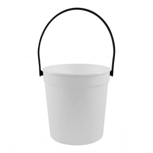 Howw Manufacturing 32 oz. White Customizable Plastic Drink Bucket with Black Handle - 48/Case Howw Manufacturing 32 oz. White Customizable Plastic Drink Bucket with Black Handle - 48/Case