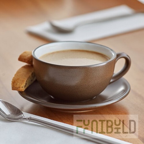 Acopa Embers 10 oz. Hickory Brown Matte Stoneware Cup - Sample