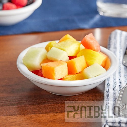Acopa 5 oz. Bright White Rolled Edge Stoneware Fruit Bowl / Monkey Dish - 36/Case