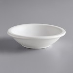 Acopa 5 oz. Bright White Rolled Edge Stoneware Fruit Bowl / Monkey Dish - 36/Case Acopa 5 oz. Bright White Rolled Edge Stoneware Fruit Bowl / Monkey Dish - 36/Case