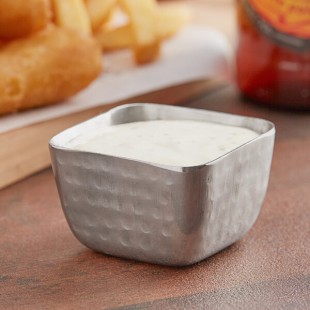 American Metalcraft 2.5 oz. Square Hammered Stainless Steel Sauce Cup - 12/Case