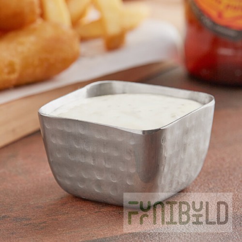 American Metalcraft 2.5 oz. Square Hammered Stainless Steel Sauce Cup - 12/Case