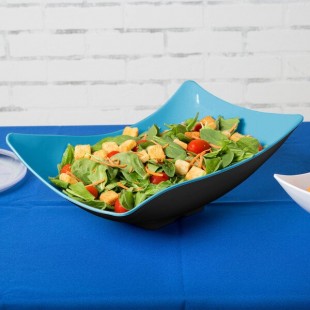 GET ML-220-BL/BK Brasilia 4 Qt. Blue and Black Flare Melamine Bowl - 3/Case