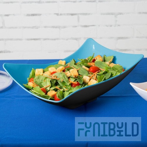 GET ML-220-BL/BK Brasilia 4 Qt. Blue and Black Flare Melamine Bowl - 3/Case