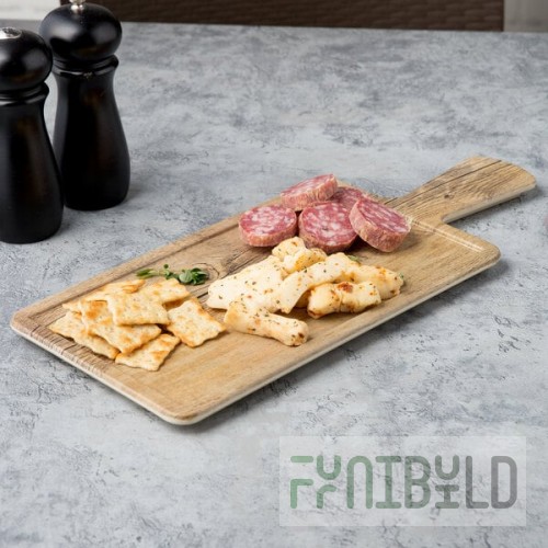 Elite Global Solutions M127RCFP Fo Bwa Rectangular Faux Driftwood Serving Board with Full Pocket and Handle - 12