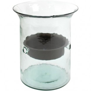 Kalalou Small Glass Cylindrical Hurricane Candle Holder with Rustic Metal Insert Kalalou Small Glass Cylindrical Hurricane Candle Holder with Rustic Metal Insert