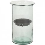 Kalalou Small Glass Cylindrical Hurricane Candle Holder with Rustic Metal Insert Kalalou Small Glass Cylindrical Hurricane Candle Holder with Rustic Metal Insert