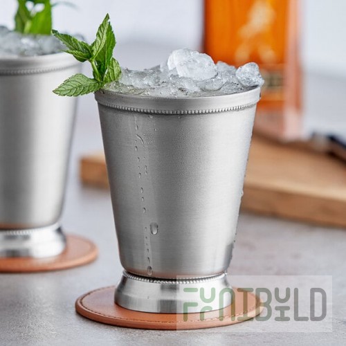 Acopa Alchemy 16 oz. Customizable Stainless Steel Mint Julep Cup with Beaded Detailing - 12/Pack