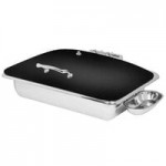 Eastern Tabletop 3935G Crown 8 Qt. Stainless Steel Rectangular Induction Chafer with Hinged Glass Dome Cover