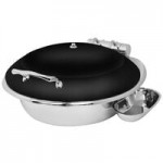 Eastern Tabletop 3935G Crown 8 Qt. Stainless Steel Rectangular Induction Chafer with Hinged Glass Dome Cover