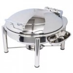 Eastern Tabletop 3935G Crown 8 Qt. Stainless Steel Rectangular Induction Chafer with Hinged Glass Dome Cover
