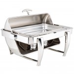 Acopa Heavy Weight 8 Qt. Dripless Full Size Stackable Stainless Steel Roll Top Chafer Acopa Heavy Weight 8 Qt. Dripless Full Size Stackable Stainless Steel Roll Top Chafer