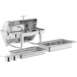 Acopa Heavy Weight 8 Qt. Dripless Full Size Stackable Stainless Steel Roll Top Chafer Acopa Heavy Weight 8 Qt. Dripless Full Size Stackable Stainless Steel Roll Top Chafer