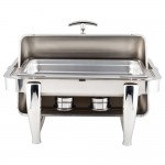 Acopa Heavy Weight 8 Qt. Dripless Full Size Stackable Stainless Steel Roll Top Chafer Acopa Heavy Weight 8 Qt. Dripless Full Size Stackable Stainless Steel Roll Top Chafer