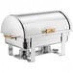 Acopa Heavy Weight 8 Qt. Dripless Full Size Stackable Stainless Steel Roll Top Chafer Acopa Heavy Weight 8 Qt. Dripless Full Size Stackable Stainless Steel Roll Top Chafer