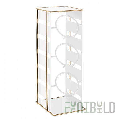 Cal-Mil Empire 3-Cylinder White / Gold Metal Flatware / Condiment Display