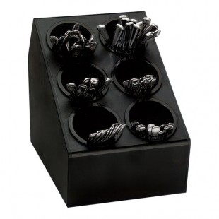 Dispense-Rite Black Polystyrene 6-Section Countertop Flatware / Condiment Organizer CTSH-6BT