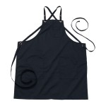 Edwards 9043 Navy Customizable Poly / Cotton Cross-Back Bib Apron with 3 Pockets - 34