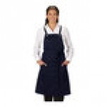 Edwards 9043 Navy Customizable Poly / Cotton Cross-Back Bib Apron with 3 Pockets - 34