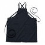Edwards 9043 Navy Customizable Poly / Cotton Cross-Back Bib Apron with 3 Pockets - 34