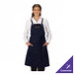 Edwards 9043 Navy Customizable Poly / Cotton Cross-Back Bib Apron with 3 Pockets - 34