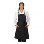 Edwards 9043 Navy Customizable Poly / Cotton Cross-Back Bib Apron with 3 Pockets - 34