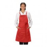 Edwards 9043 Navy Customizable Poly / Cotton Cross-Back Bib Apron with 3 Pockets - 34