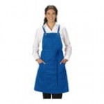 Edwards 9043 Navy Customizable Poly / Cotton Cross-Back Bib Apron with 3 Pockets - 34