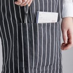 Choice Black and White Poly-Cotton Chalk Stripe Standard Bistro Apron with 1 Pocket - 33